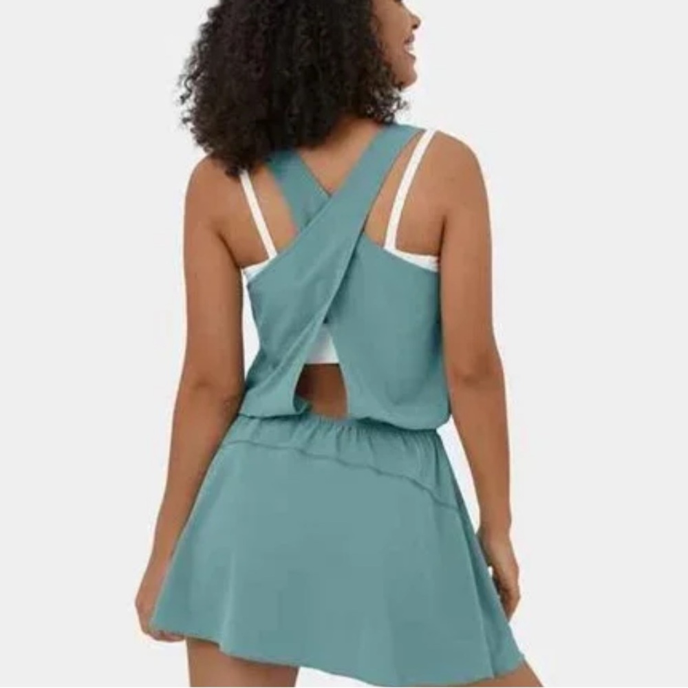 ❤️‍🔥BOGO FREE Halara Breezeful open bsck athletic sports mini dress BLACK large - Picture 3 of 4